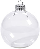 50 Wholesale Pack Glass Bauble 8cm Diameter Round Clear with Silver Cap - table or tree centrepice V382-BAUBLE8CMX50