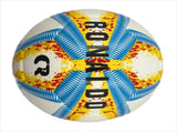 A yellow, blue and red football with color matching size5, PU fitting material, Christmas Boxing Day V1102-HYZQ00C09