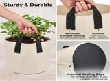 Tan 10-Gallon Breathable Grow Bags with Reinforced Handles Includes 5 V1188-MS-909-040