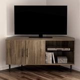 Artiss Corner Entertainment Unit Stand TV Cabinet Open Storage Shelf 120CM FURNI-L-COR01-TV121-WD-AB