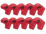 Red Golf Iron Head Covers Set of 10 - Waterproof PU Leather Club Protectors with Embroidered Numbers V888-ELOSUNG23719