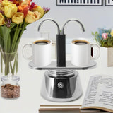 Double Spout 2 Cup Coffee Maker - Stainless Steel Espresso Maker - Italian Coffee Machine for V1192-AZ-W-0626