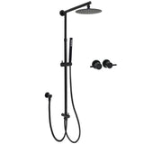 WELS Matt Black 2in1 Shower 8" Round Head Set Sliding Rail Single Mode Handheld Twin Taps V1233-SC842BSS019CBLKSR108BCF0282ABK