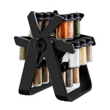 Rotating Kitchen Spice Rack, 18Piece Glass Condiment Bottle Organizer, Countertop Seasoning Storage V1221-XM-LB5185-ZS160