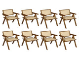 Levede 8x Walnut Wicker Armchair Dining Chair CH1101-WAX8