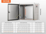 Steel Electrical Box, 50x40x20 cm, 304 Stainless Steel Electrical Enclosure Box, Wall-Mounted V952-BXGDQX20X16X4VPKIV0