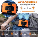 20000mAh Outdoor Portable Waist Fan Hanging Neck Fan Strong Wind with Power Bank LED Lighting for V413-20K-FAN-ORANGE