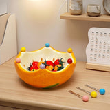 Ceramic Fruit Bowl Cute Orange-Shaped Home Fruit Rack with 6 Spoon Decorative Bowl for Kitchen, V1366-AZ2-W-15214