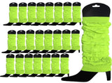 24 LEG WARMERS Knitted Womens Neon Party Knit Ankle Fluro Dance Costume 80s BULK - Fluro Yellow V563-BR-24NNLEGWRMR-FLUYLW