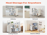 Rolling Library Book Cart, 150 kg Capacity, 77 x 38 x 122 cm Library Cart, Single Sided L-Shaped V952-LXTSGTCBS330DZLNM001V0