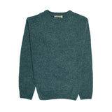 100% SHETLAND RAGG WOOL CREW Round Neck Knit JUMPER Pullover Mens Sweater Knitted - Sherwood - S V563-SW-CN-SHD-32-S