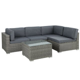 Gardeon 5-Piece Outdoor Sofa Set Wicker Couch Lounge Setting 4 Seater Grey ODF-SOFA-5PCS-HJ-GE-AB