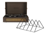 Crosley Voyager Bluetooth Portable Turntable - Cocoa Gadhouse Vinyl Rack Bundle - Black V398-CR8017BVR-CO4