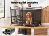 i.Pet 2-in-1 Wooden Dog Crate 99cm Pet Cage Furniture End Table Wheels Black PET-DOGCAGE-WH-99-BK