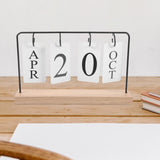 Black Wooden Flip Desk Calendar Perpetual Tabletop Calendar Creative Office Decor V1366-AZ2-W-19253