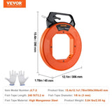 VEVOR Fish Tape, 73.2 m Length, 3 mm, Steel Wire Puller with Optimized Housing and Handle, V952-DJPYDG18240FTTLFXV0