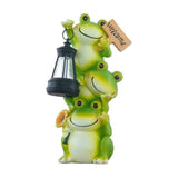 Solar Frog Lantern, Solar Powered Outdoor Garden Decor, Stacked Resin Frog Statue Light for Lawn and V1366-AZ2-W-23230