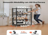 4-Tier Foldable Storage Shelf with Wheels, 66 cm W x 33 cm D x 117 cm H Folding Metal Rack Shelving V952-YDKZDHJHS4C1GV6EX001V0