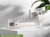 Square Rose Privacy Door Lever, for Bed/Bath Modern Square Satin Nickel Entry Handle with Key V1366-AZ2-W-09694