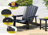 Gardeon Outdoor Chairs HDPE Adirondack Beach Chair Sun Lounge Patio Furniture Garden Black FF-BEACH-HE-BK