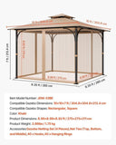 Gazebo Netting Replacement, Fit Most 10 x 10 x 7 FT Gazebo Curtain, Outdoor Garden Net, 4-Panel V952-LTWZDL10FT10VJ6F0V0
