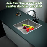 490x440mm Handmade Stainless Steel Undermount / Topmount Kitchen Laundry Sink with Waste V63-770015