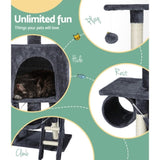 i.Pet Cat Tree 144cm Tower Scratching Post Scratcher Wood Condo Toys House Bed PET-CAT-PCT63N-GR