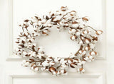 Cotton Head Wreath Decorative Dried Cotton Bolls Wreath for Front Door Wall Window Home Decor V1294-YM0901-XA154A21