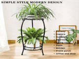 Plant Stand Indoor Outdoor 2 Tier 25inch Tall Metal Potted Holder Flower Pot Stand Heavy Duty Plant V1192-AZ-W-22069