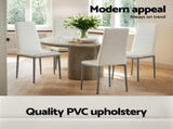 Artiss Dining Chairs Set of 4 Leather Channel Tufted White DINING-B-C02-WG