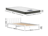 Giselle Single Mattress and Artiss Bed Frame Set White Solid Pine with 16cm Mattress MABF-BON-001S-WH