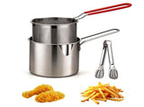 4pcs New Deep Fryer Pot Set, 304 Stainless Steel Fryer Deep Fryer Basket Mini Stainless Steel Deep V1107-122-80341-SLR-4PCS