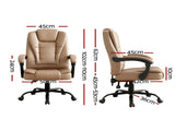Artiss Massage Office Chair Executive Computer Gaming Chairs Brown PU Leather Espresso MOC-09M-2P-EP
