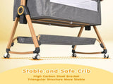 3 in 1 Grey Baby Bassinet Bedside Crib with Mattress, Adjustable Height and Storage Basket V178-59265