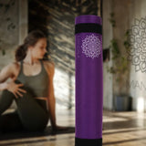Mandala Yoga Mat Premium Bundle, Includes Yoga Mat 188cm H x 61cm W, Yoga Strap & Steel Hydration V398-MA-494PRP