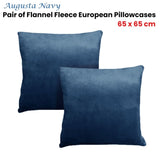 Alastairs Augusta Navy Pair of Flannel Fleece European Pillowcases V442-MFL-PILLOWC-AUGUSTA-NAVY-EU