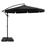 Instahut 3m Outdoor Umbrella w/Base Cantilever Garden Beach Patio Black UMB-BAN-F-50N-COM-BK