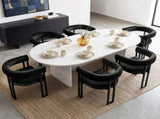 Artiss Dining Chairs Set of 6 Velvet Upholstered Barrel Chairs with Curved Armrests & Back Black UPHO-C-DIN-2553-BKX6