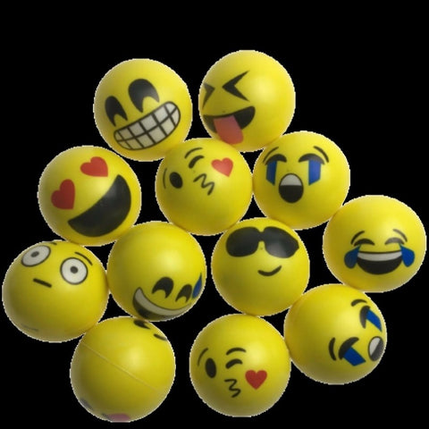 12 EMOJI FACE STRESS BALLS Hand Relief Squeeze Tension Reliever Soft Smiley 70mm V563-EMOJI-STRESSBALLS-1PK