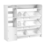 VEVOR 4-Tier Kids Toy Storage and Bookshelf with 8 Flexible Plastic Bins White V952-JJZHKFSWJSNXCEC1P001V0