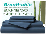 4 Piece Ultra Soft Bamboo Breathable Sheet Set -Hotel 2000TC Breathable Bed Sheets Set with 37 V1317-BAMBOO-AUQ-4JT-NAVY
