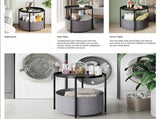 Round Side Table Bedside Storage Basket V63-921051