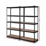 Giantz 2x1.8M Garage Shelving Warehouse Rack Pallet Racking Storage Shelve Black WR-E-9X18-BKX2