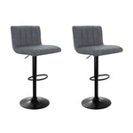 Artiss 2x Bar Stools Vintage Leather Gas Lift Grey BA-K-7228-GYX2