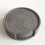 Coasters for Drinks - Set of 6 Absorbent Leather Coasters with Coaster Holder, Perfect for Coffee V1370-AZ4-02039