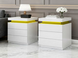Artiss 2X Bedside Table LED 3 Drawers - COLEY White FURNI-O-LED-BS-3D-WHX2