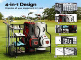Everfit Golf Bag Storage Golf Storage Garage Organizer with Wheels Black GSR-A-2T-BL