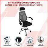 Office Chair Gaming Computer Chairs Mesh Back Foam Seat - White V63-828051