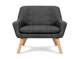Artiss 2X Armchair Lounge Chair Accent Tub Chair Charcoal ANNE UPHO-B-ARM04-CHAX2