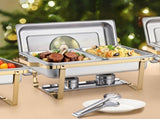 Chafing Dish Buffet Set, 4 Qt 2 Pack, Stainless Steel Chafer with 4 Half Size Pans, Rectangle V952-ZFXBXGBLSTGKPIZUVV0